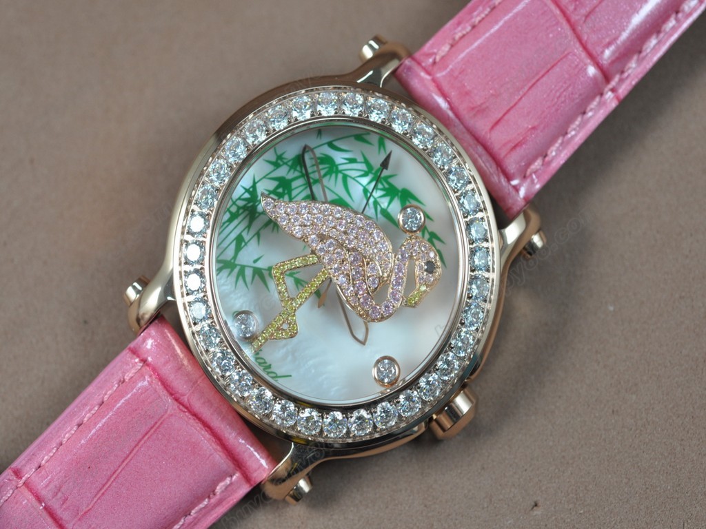 蕭邦錶【女性用】Happy Sports Animal Kingdom RG/LE Diam White Dial Swiss石英機芯搭載5