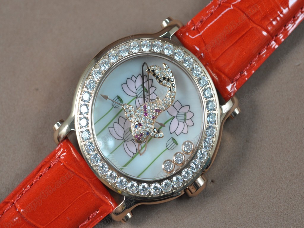 蕭邦錶【女性用】Happy Sports Animal Kingdom RG/LE Diam White Dial Swiss 石英機芯搭載4