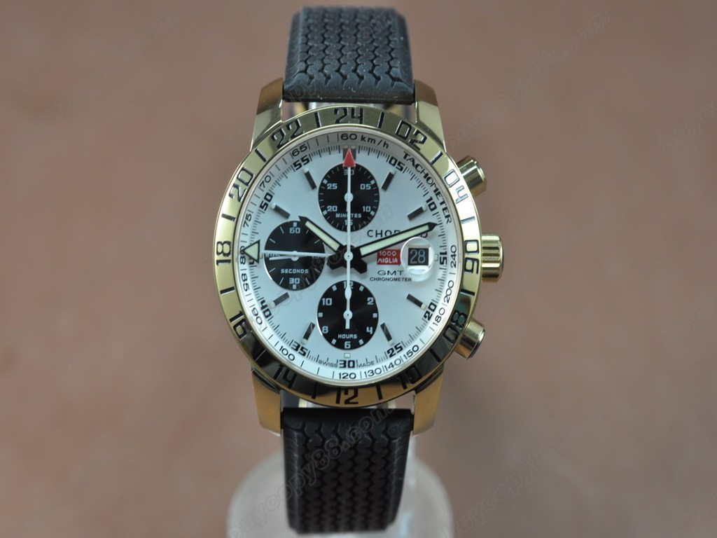 蕭邦錶【男性用】Mile Miglia GMT Chrono YG/RU White dial A-7750自動機芯搭載0