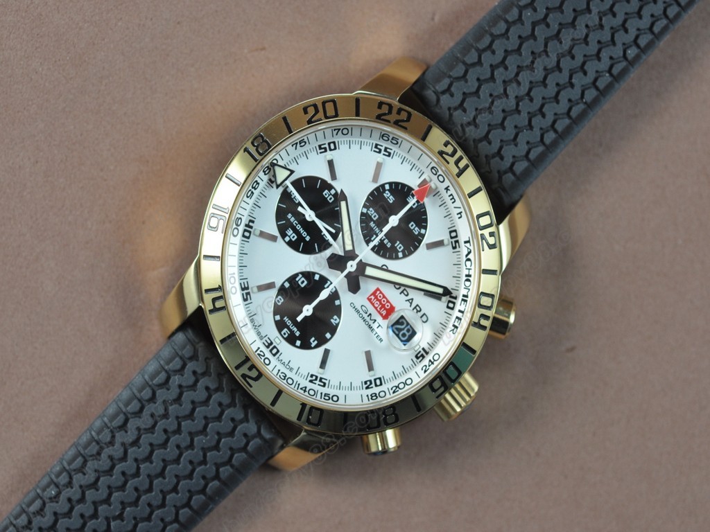 蕭邦錶【男性用】Mile Miglia GMT Chrono YG/RU White dial A-7750自動機芯搭載2