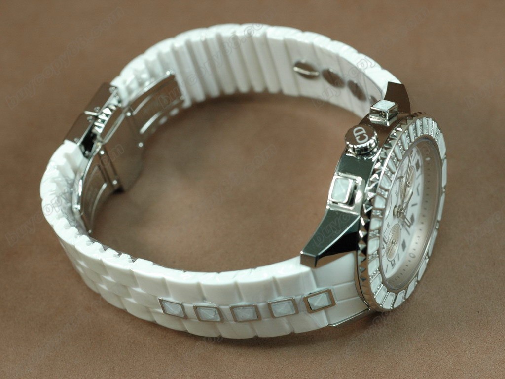 迪奧【男女兼用】Christal Jewellery Mid SS/RU White Swiss 石英機芯搭載0