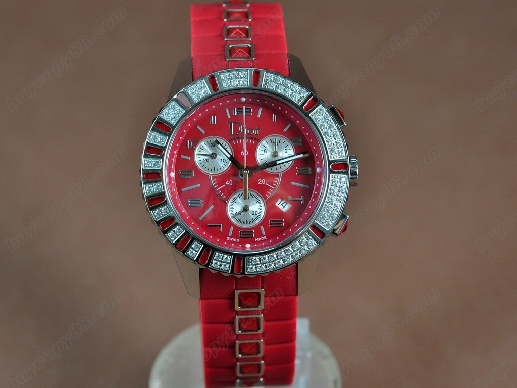 迪奧【男女兼用】 Christal Jewellery Mid SS/RU Red Swiss 石英機芯搭載4