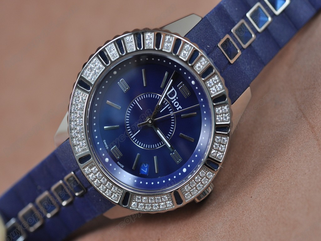 迪奧【男女兼用】Christal Jewellery Mid SS/RU Blue Swiss 石英機芯搭載9