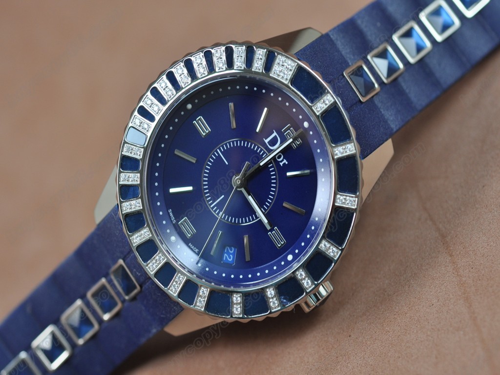迪奧【男女兼用】Christal Jewellery Mid SS/RU Blue Swiss 石英機芯搭載6