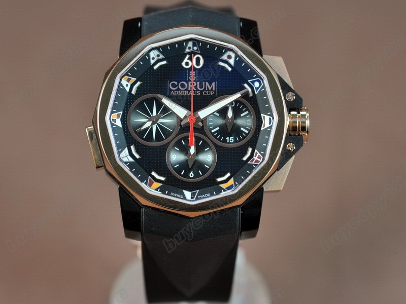 崑崙錶【男性用】 Admirals Cup Challenge Chrono PVD/RG/RU Black A-7750自動機芯搭載3