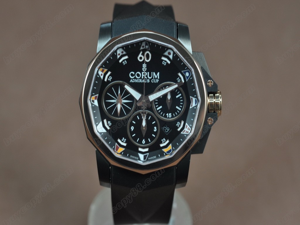 崑崙錶【男性用】 Admirals Cup Challenge Chrono PVD/RG/RU Black A-7750自動機芯搭載6
