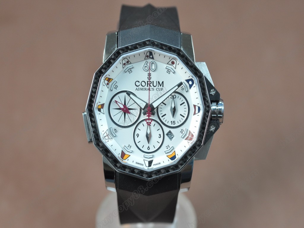 崑崙錶 【男性用】 Admirals Cup Challenge Chrono SS/RG/RU Carbon bezel Black A-7750自動機芯搭載10