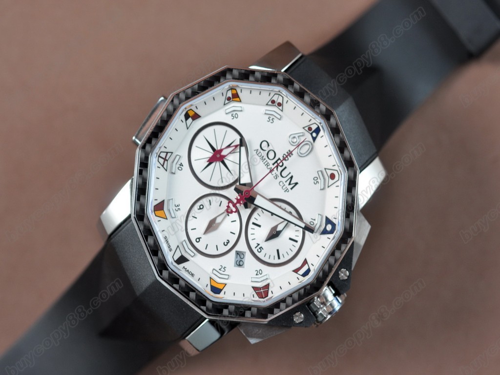 崑崙錶 【男性用】 Admirals Cup Challenge Chrono SS/RG/RU Carbon bezel Black A-7750自動機芯搭載6