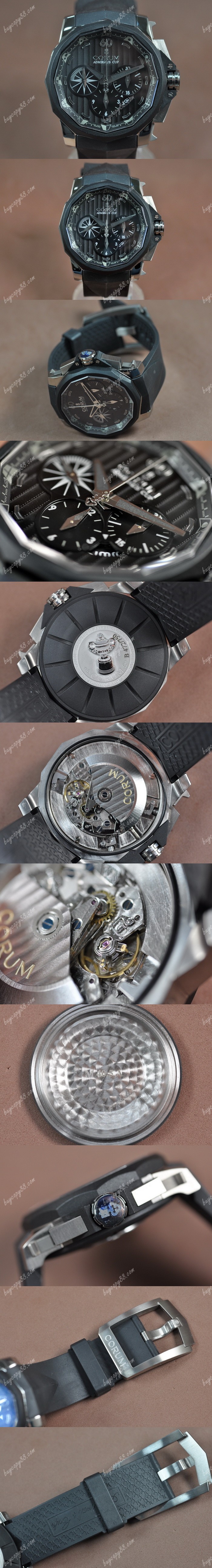 崑崙錶Corum Admirals Cup Challenge Chrono Ti/RU Black dial A-7750自動機芯搭載0