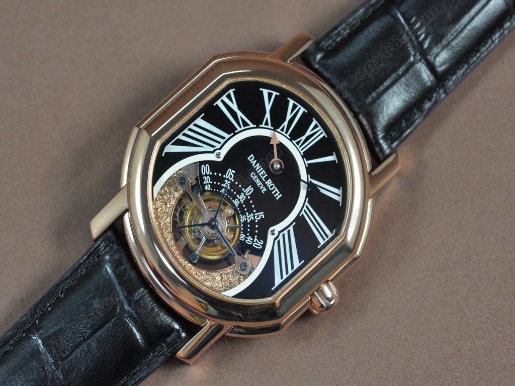 丹尼爾．羅斯 【男性用】 Tourbillon 8 Days RG/LE Black dial 手上鏈搭載10