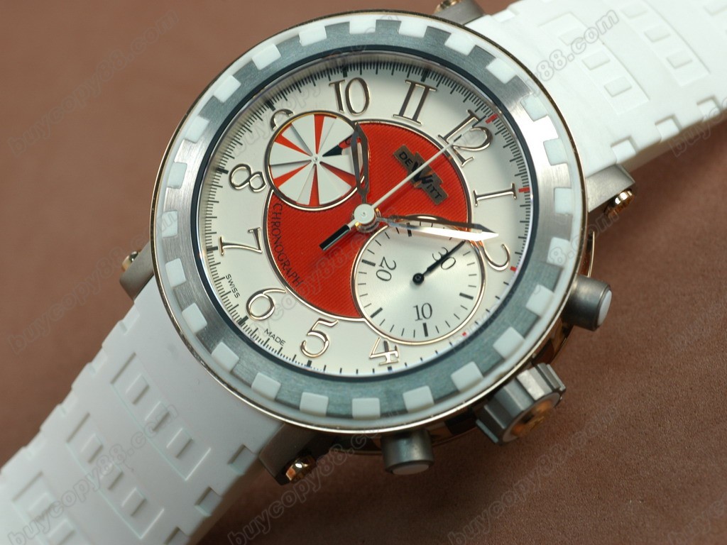 迪威特【男性用】 Academia Chronograph TI/RG/RU White/Red A-7750 7750 自動機芯搭載．振頻每小時 28,800 次14