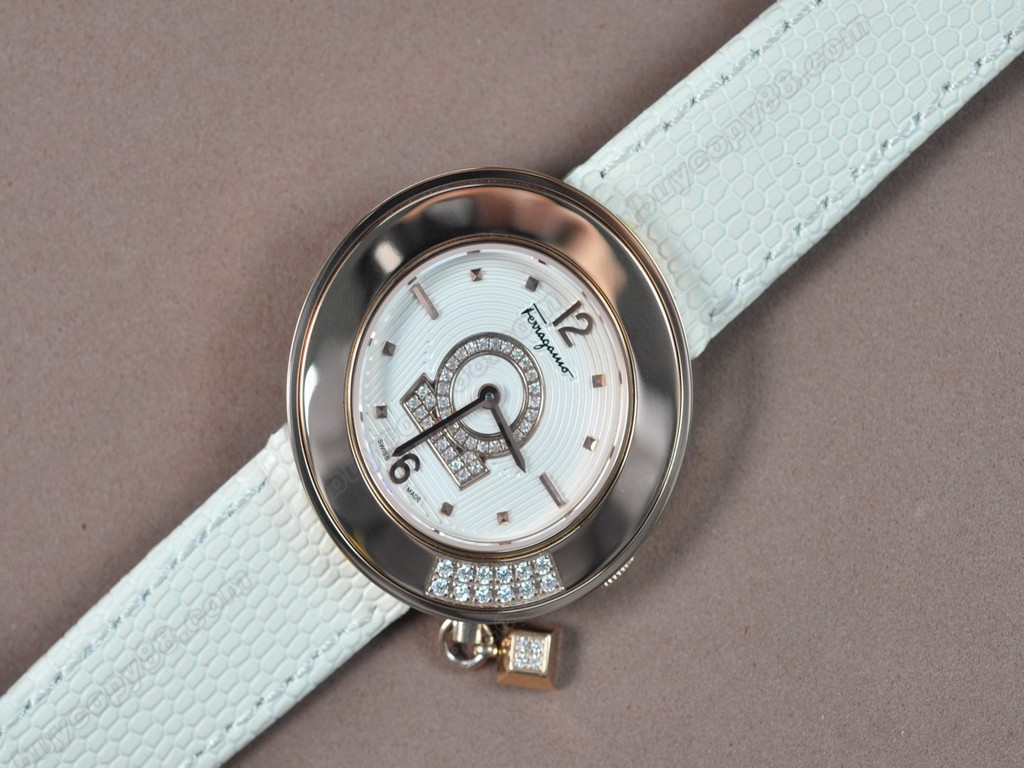 菲拉格慕【女性用】 Ladies RG/LE White MOP Dial Swiss 石英機芯搭載4