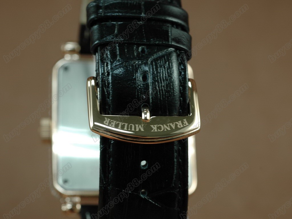 法蘭克穆勒【男性用】 Conquistador Bezel Diamond RG Case Black Dial, Black Strap Japan 石英機芯搭載1