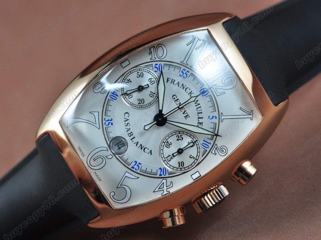 法蘭克穆勒【男性用】Casablanca Chrono RG/LE White A-7750 自動機芯搭載.振頻每小時 28,800 次2