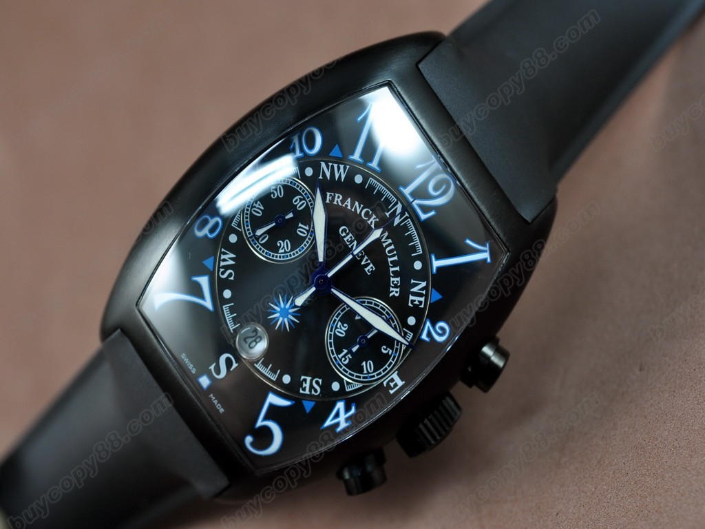 法蘭克穆勒【男性用】 Casablanca Chrono PVD/LE Black A-7750 自動機芯搭載.振頻每小時 28,800 次5