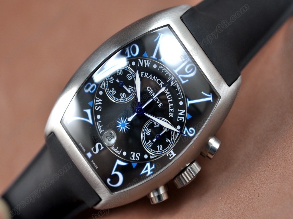 法蘭克穆勒【男性用】Casablanca Chrono SS/LE Black A-7750 自動機芯搭載.振頻每小時 28,800 次7