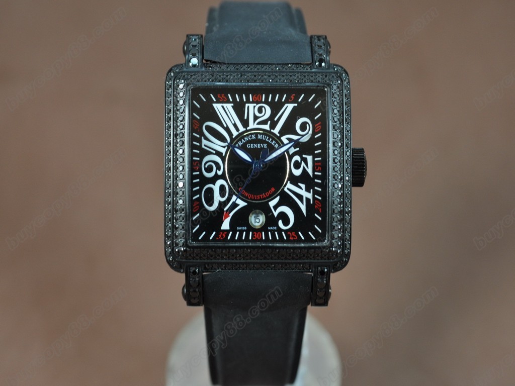 法蘭克穆勒【男性用】Conquistador Ladies PVD/RU/Diam Black Swiss 石英機芯搭載7