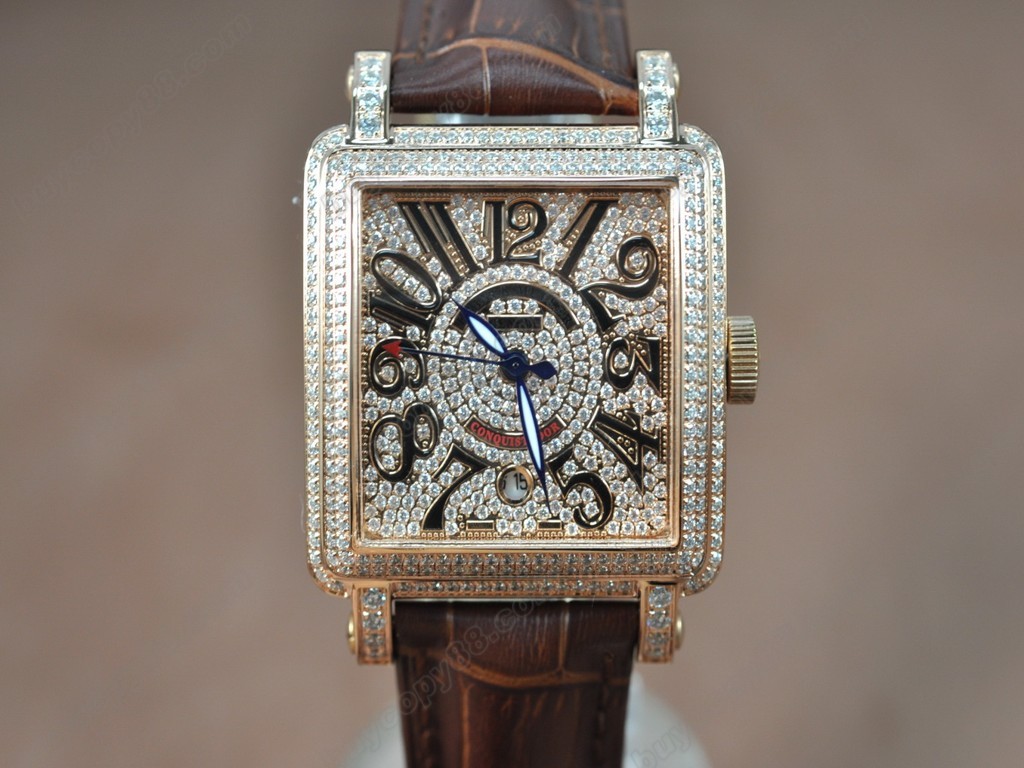 法蘭克穆勒【男性用】Conquistador Ladies RG/LE Diam Bezel and Dial Swiss 石英機芯搭載7