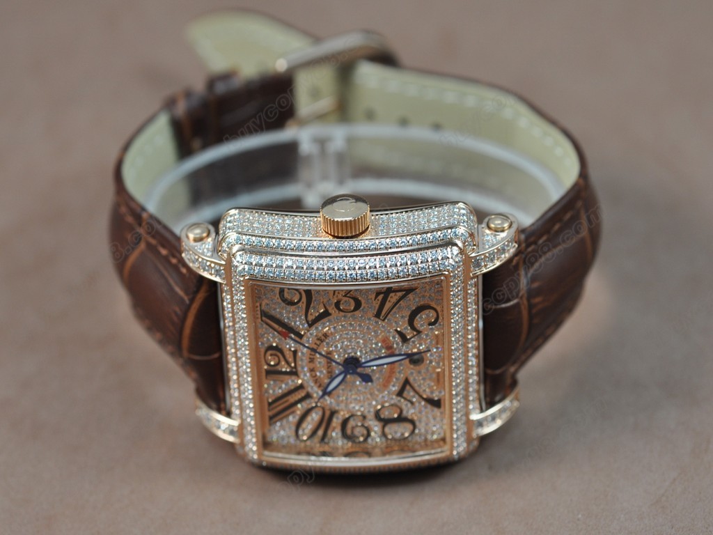 法蘭克穆勒【男性用】Conquistador Ladies RG/LE Diam Bezel and Dial Swiss 石英機芯搭載6