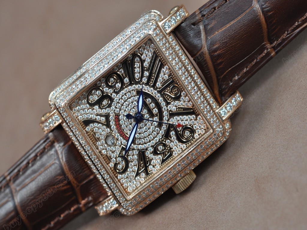 法蘭克穆勒【男性用】Conquistador Ladies RG/LE Diam Bezel and Dial Swiss 石英機芯搭載5