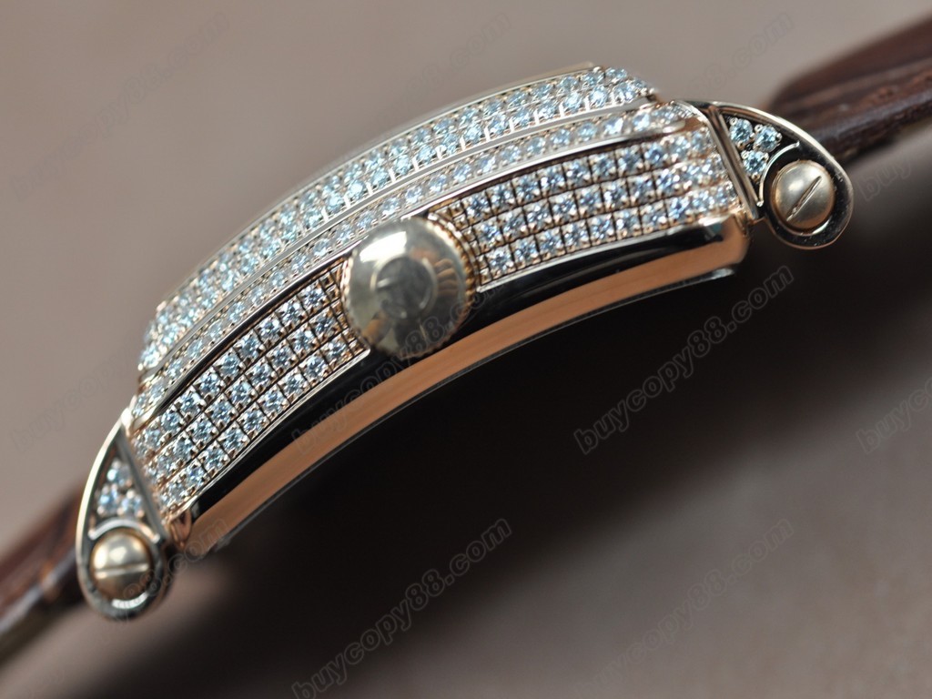 法蘭克穆勒【男性用】Conquistador Ladies RG/LE Diam Bezel and Dial Swiss 石英機芯搭載3