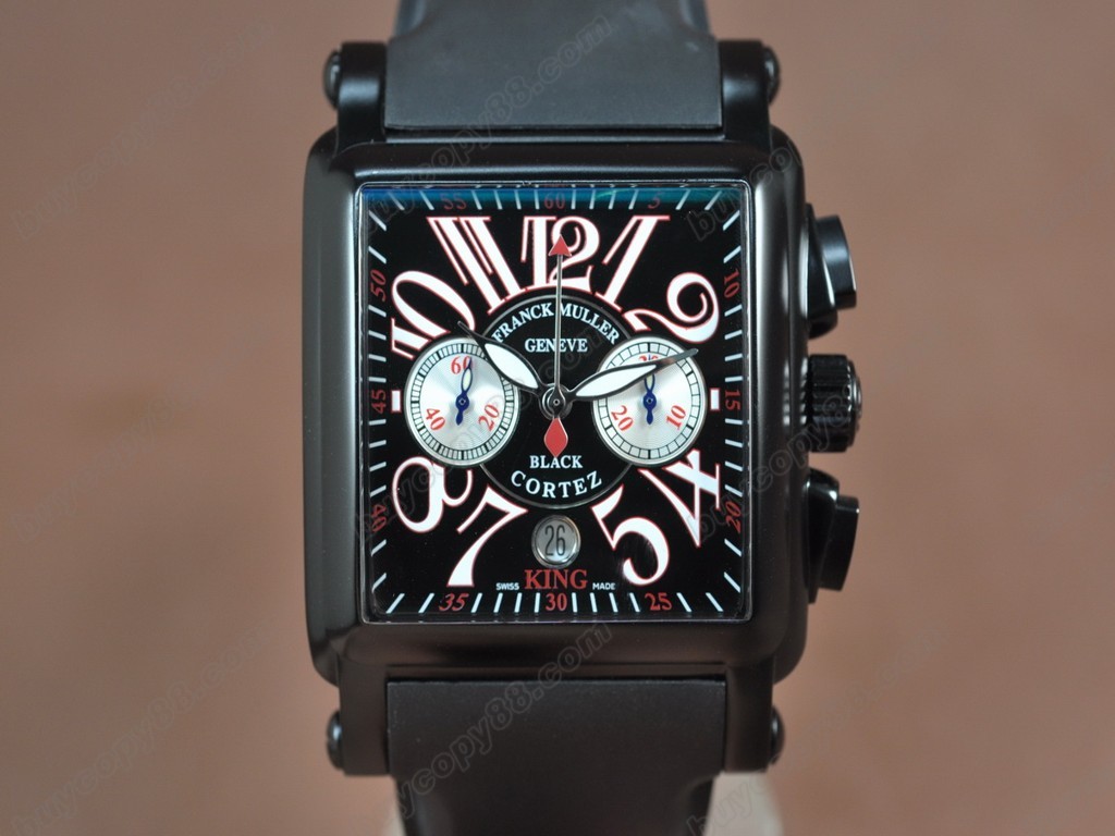 法蘭克穆勒【男性用】 Black King Conquistador PVD/RU Black dial A-7750自動機芯搭載.振頻每小時 28,800 次2