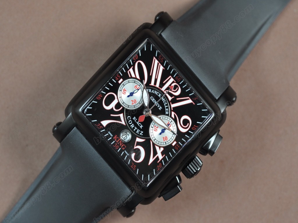 法蘭克穆勒【男性用】 Black King Conquistador PVD/RU Black dial A-7750自動機芯搭載.振頻每小時 28,800 次0