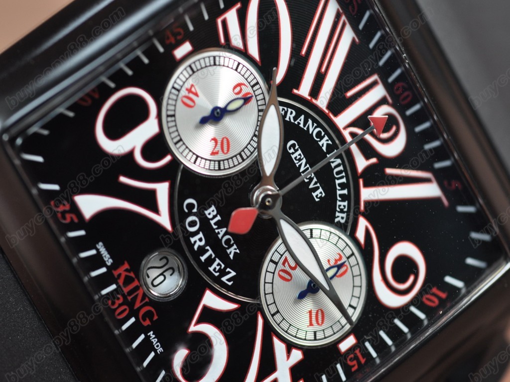 法蘭克穆勒【男性用】 Black King Conquistador PVD/RU Black dial A-7750自動機芯搭載.振頻每小時 28,800 次3
