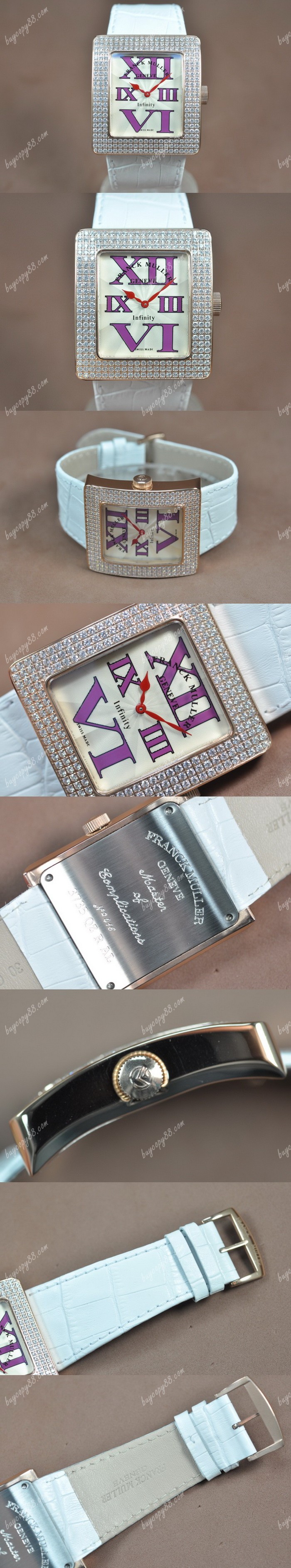 法蘭克慕勒Franck Muller Long Island 玫瑰金/LE/Diam White Dial Ronda石英錶0