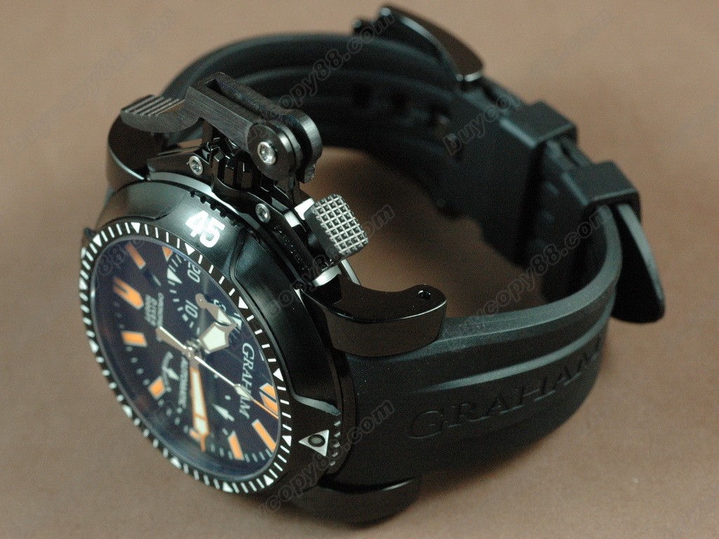 格林漢 【男性用】 Oversize Diver Chronofighter/Date V2 PVD/RU Blk Asia7750 自動機芯搭載0