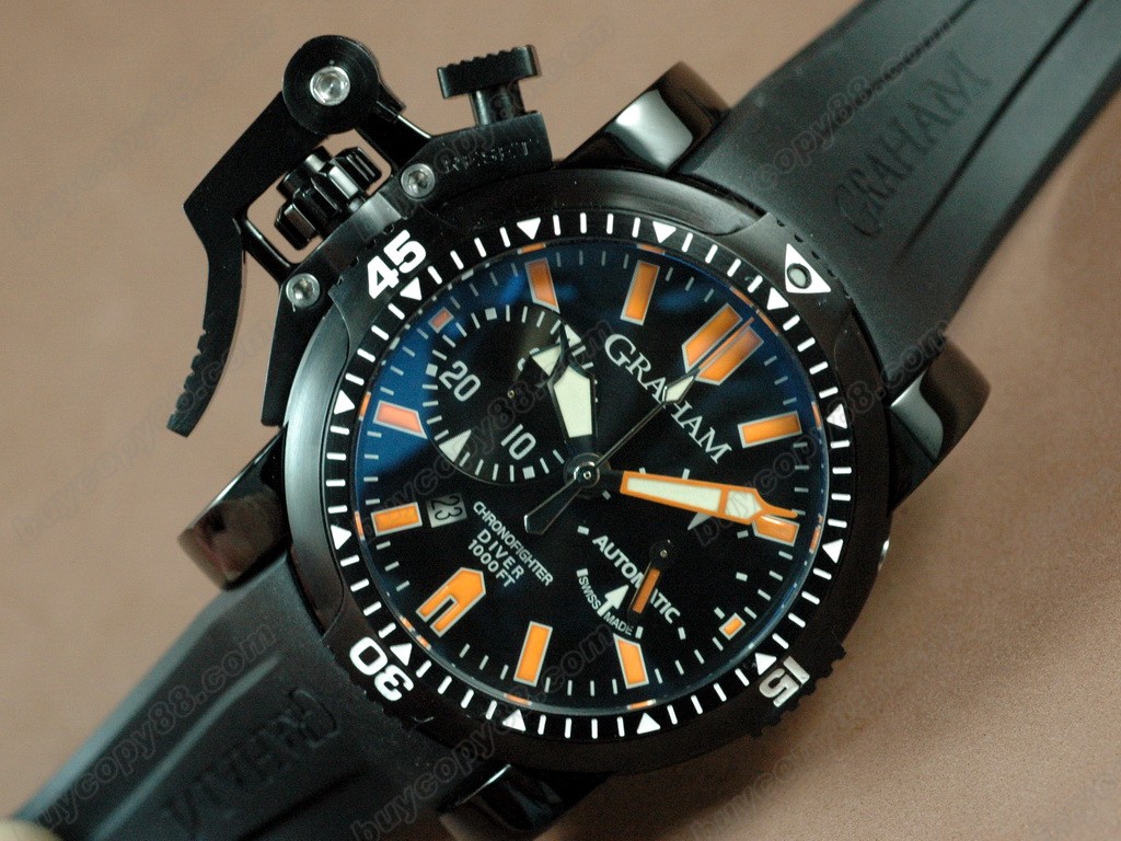 格林漢 【男性用】 Oversize Diver Chronofighter/Date V2 PVD/RU Blk Asia7750 自動機芯搭載1