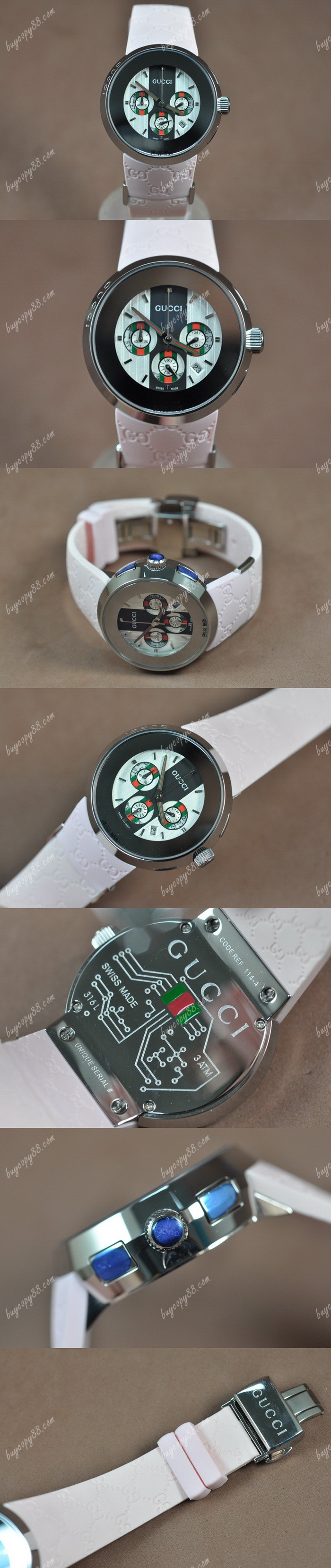  古馳Gucci i-Gucci 39mm SS/RU White Dial J-0S20石英錶0