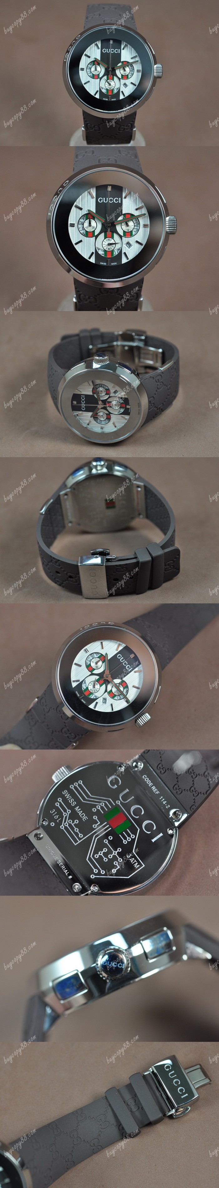 古馳Gucci i-Gucci 45mm SS/RU White Dial J-0S20石英錶0