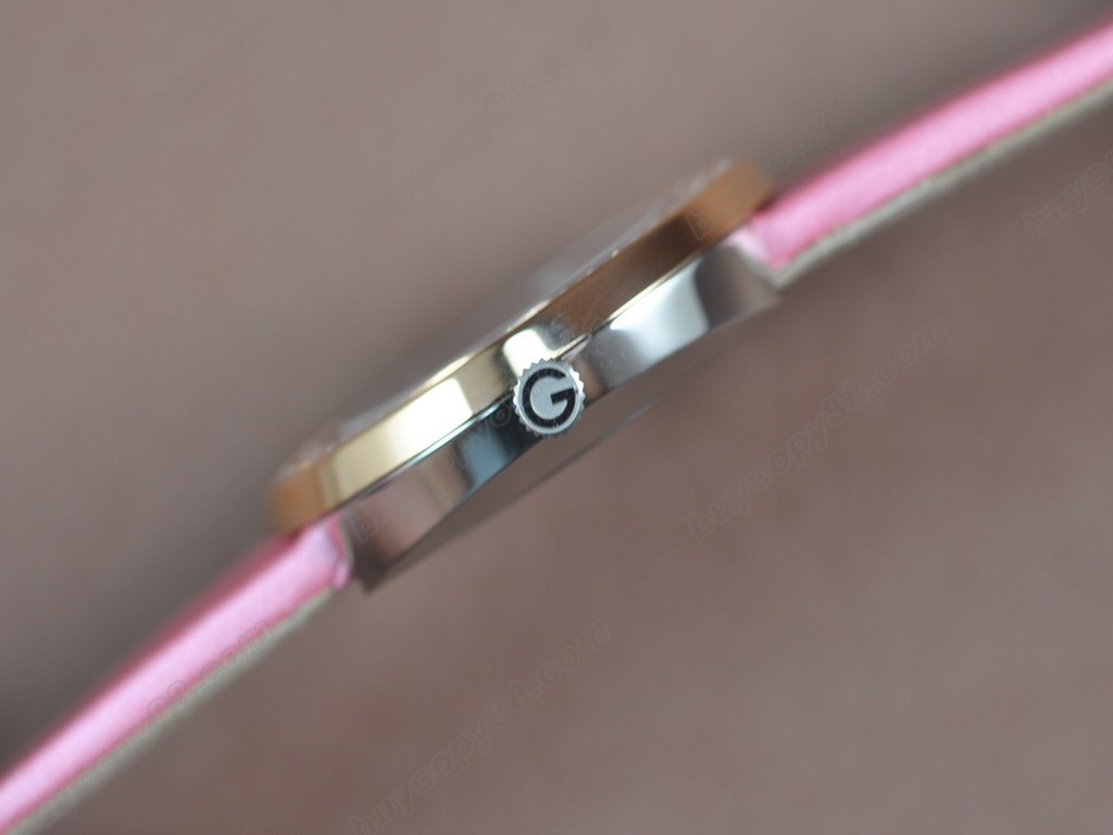 古馳 【女性用】U Play Mid size RG/LE Pearl pink dial Jap 石英機芯搭載4