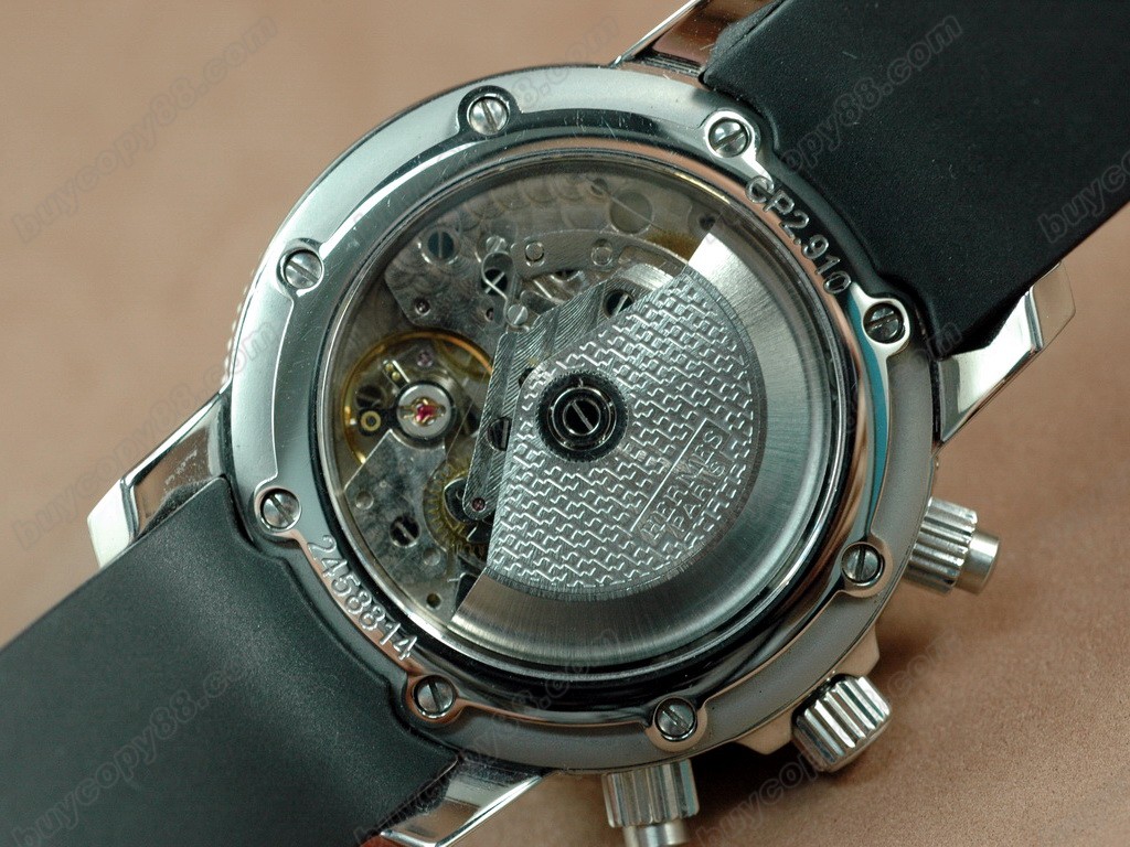 愛馬仕【男性用】 2008 Clipper Chronograph SS/RU Black A-7750 自動機芯搭載．振頻每小時 28,800 次　7