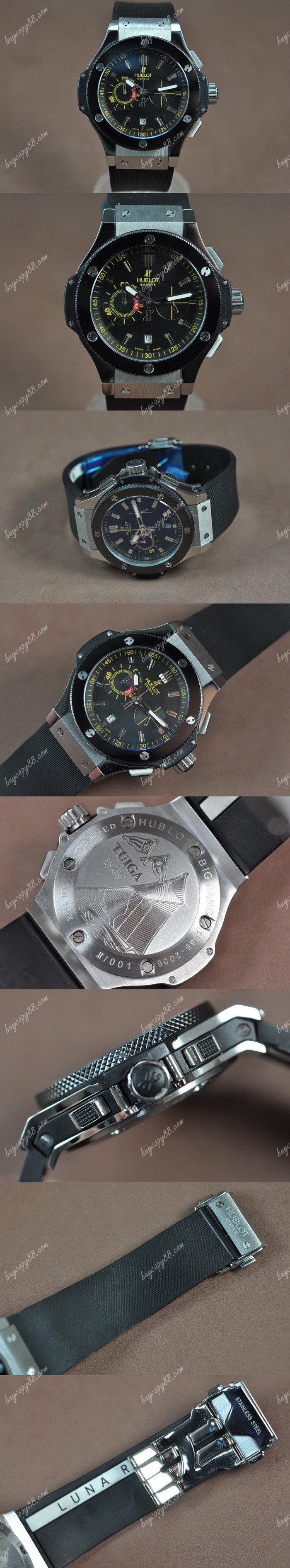 御博Hublot Big Bang SS Ceramic Bel Black J-0S20石英錶0