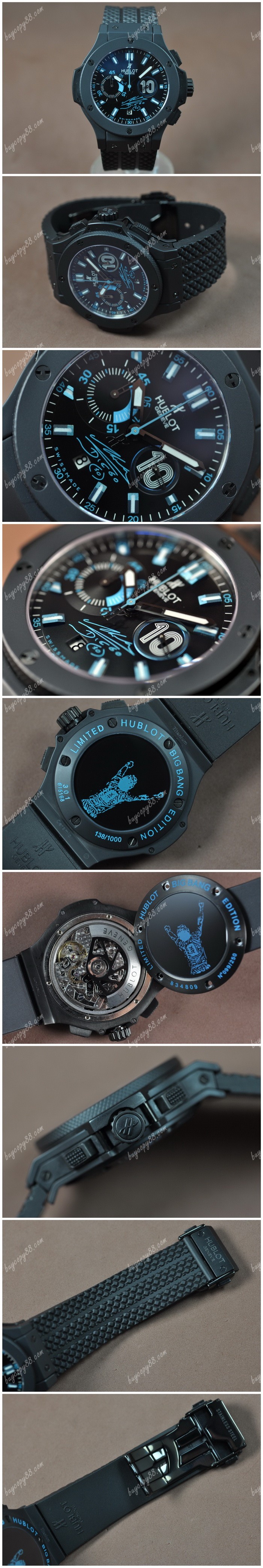  御博Hublot Big Bang 44mm Full Ceramic Black Dial A-7750自動機芯搭載0