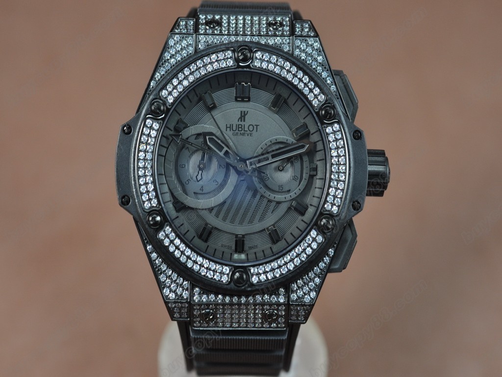 御博 【男性用】 Big Bang King Power PVD/RU/Diam Black Asia 7750自動機芯搭載. 振頻每小時 28,800 次0