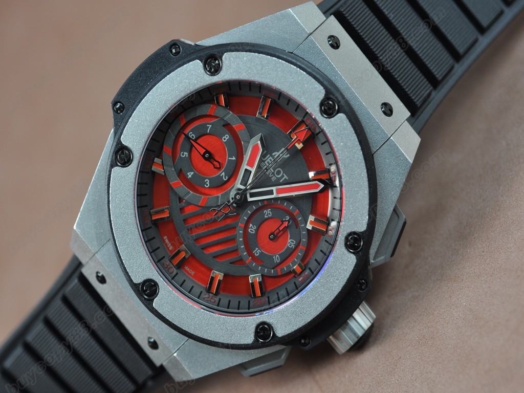 御博 【男性用】 Big Bang King Power SS/RU Red Asia7750 自動機芯搭載.振頻每小時 28,800 次1