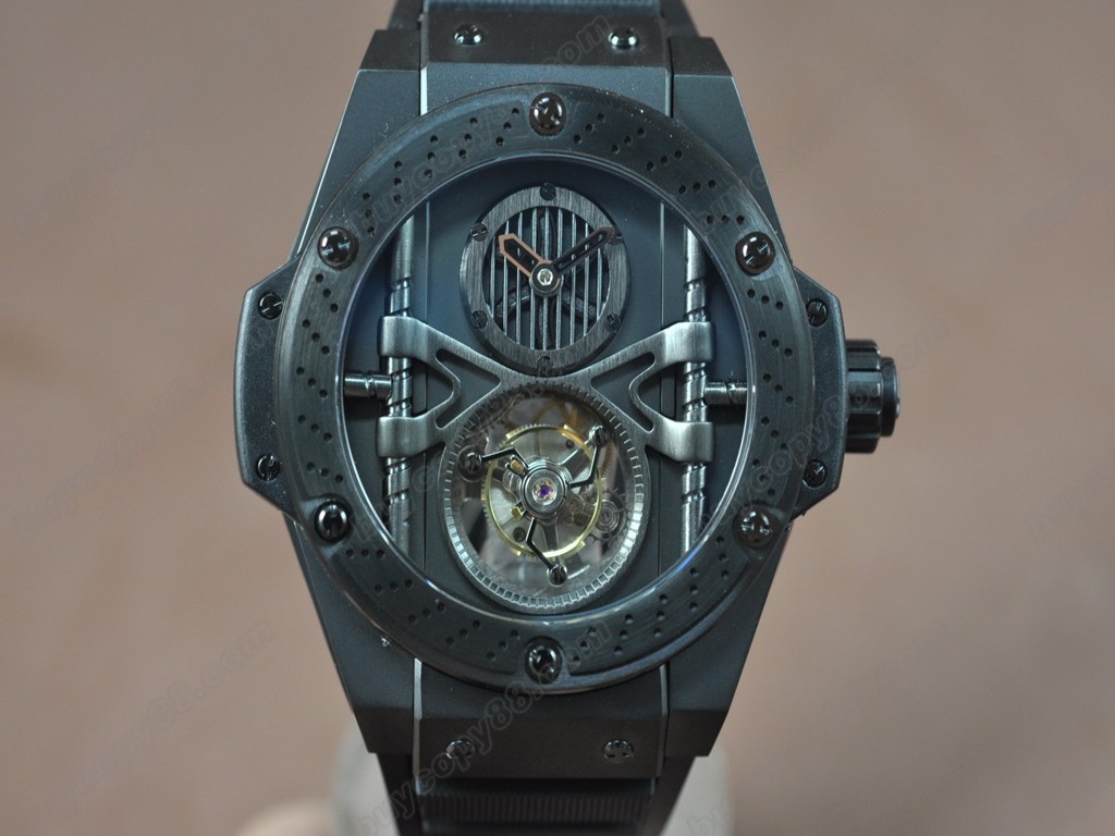 御博 【男性用】 Big Bang King Power PVD/RU Black Tourbillon Asian Manual 手上鏈搭載6