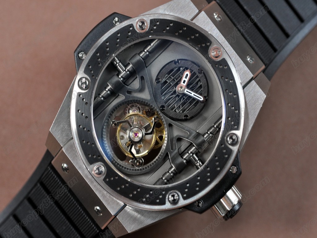 御博 【男性用】 Big Bang King Power SS/RU Black Tourbillon Asian Manual 手上鏈搭載5