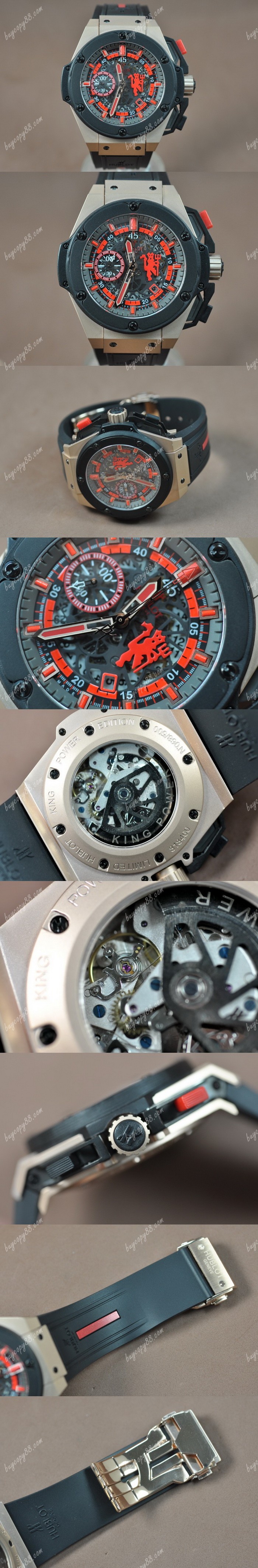 御博Hublot Big Bang King Power Limited 玫瑰金/RU Skeleton dial A-7750自動機芯搭載0