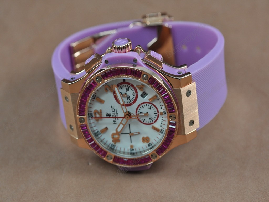 御博 【男性用】Big Bang Aspen RG/SQ Pink Diam White Asian 7750 自動機芯搭載2