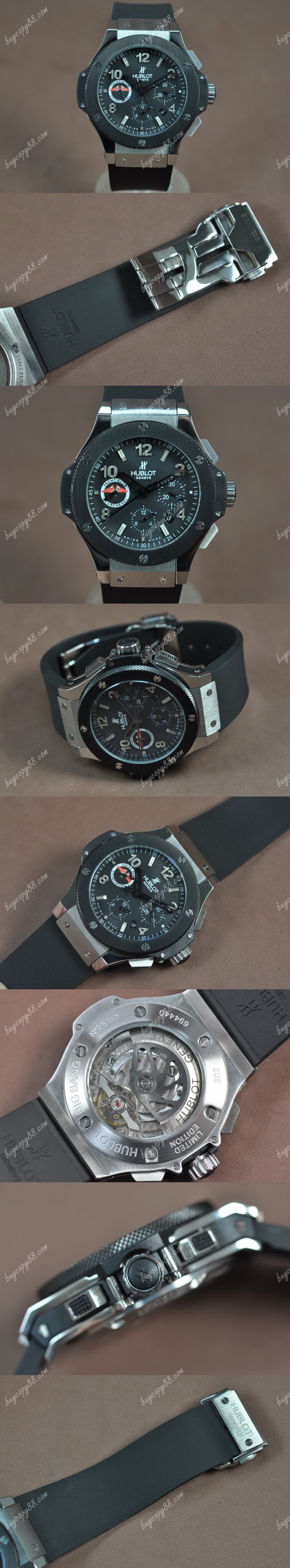 御博Hublot Big Bang 44mm SS/RU Black dial Asia自動機芯搭載0