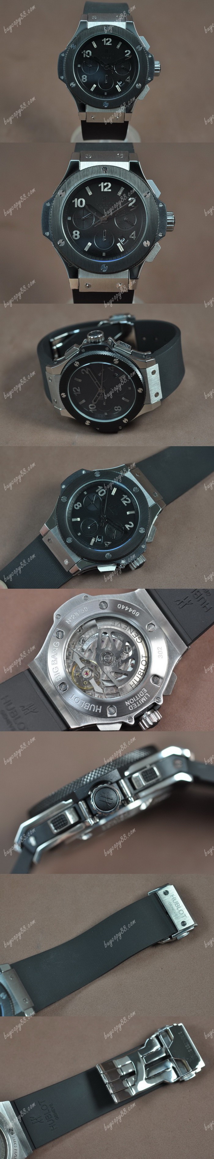 御博Hublot Big Bang 44mm SS/RU Black dial Asia自動機芯搭載0