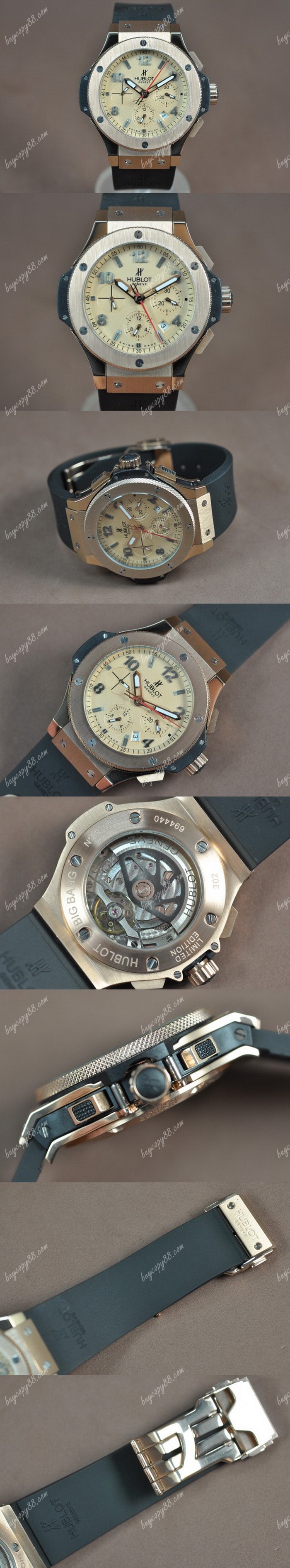  御博Hublot Big Bang 44mm 玫瑰金/RU Gold dial Asia自動機芯搭載0