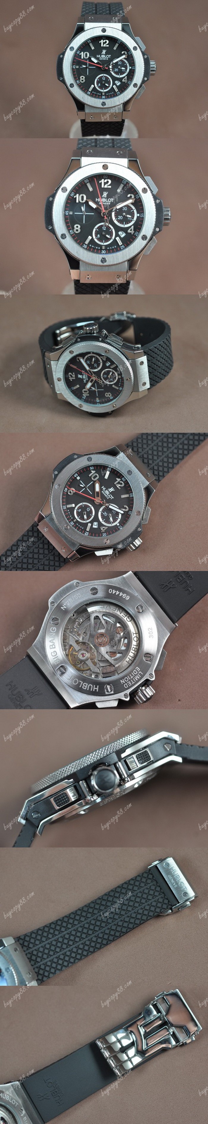 御博Hublot Big Bang 44mm SS/RU Black dial Asia自動機芯搭載0