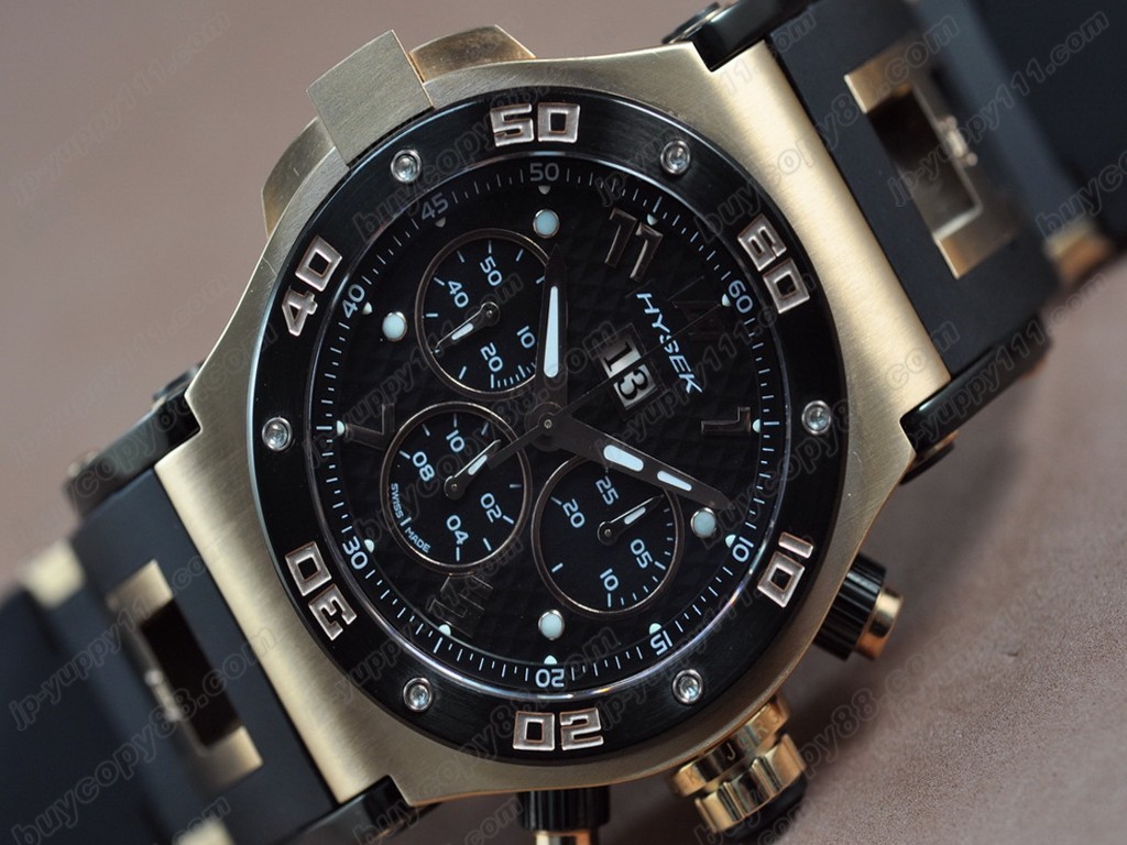 海塞克【男性用】Big Date Chrono RG/RU Black Asian 7750 自動機芯搭載． 振頻每小時 28,800 次6