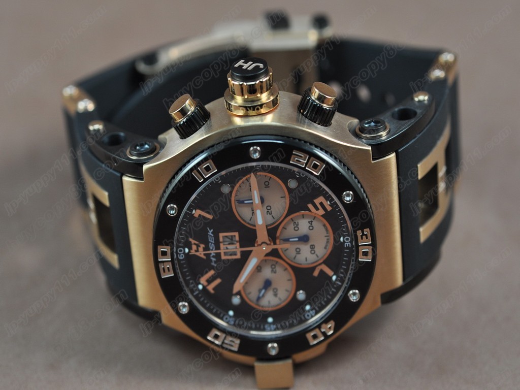 海塞克【男性用】 Big Date Chrono RG/RU Black Asian 7750 自動機芯搭載． 振頻每小時 28,800 次2