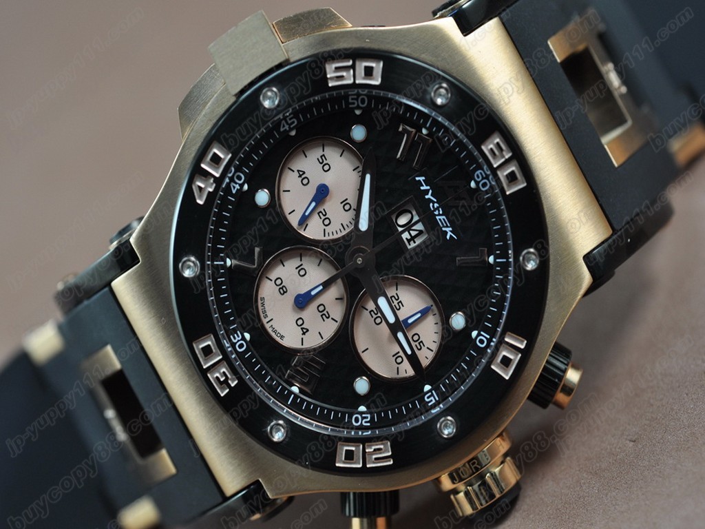 海塞克【男性用】 Big Date Chrono RG/RU Black Asian 7750 自動機芯搭載． 振頻每小時 28,800 次3